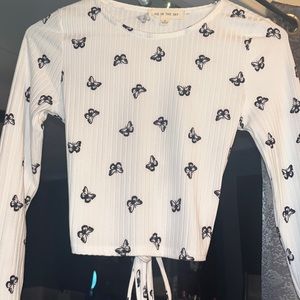 long sleeve butterfly crop